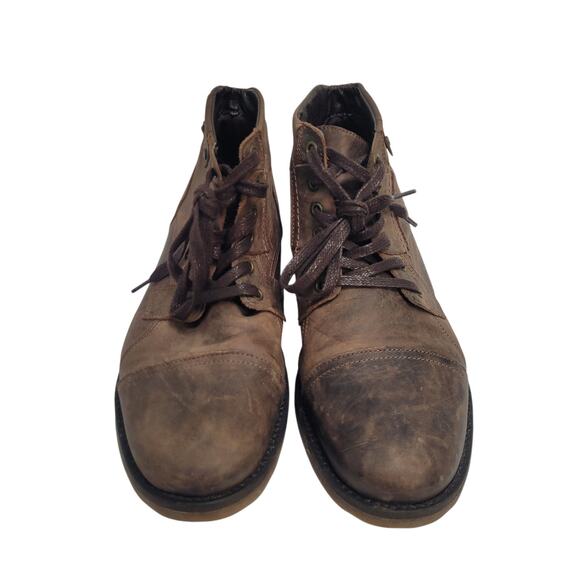 Bullboxer Brosus Mens Ankle Boots Brown Leather Lace-Up Cap Toe Distressed Sz 10 - Picture 4 of 13